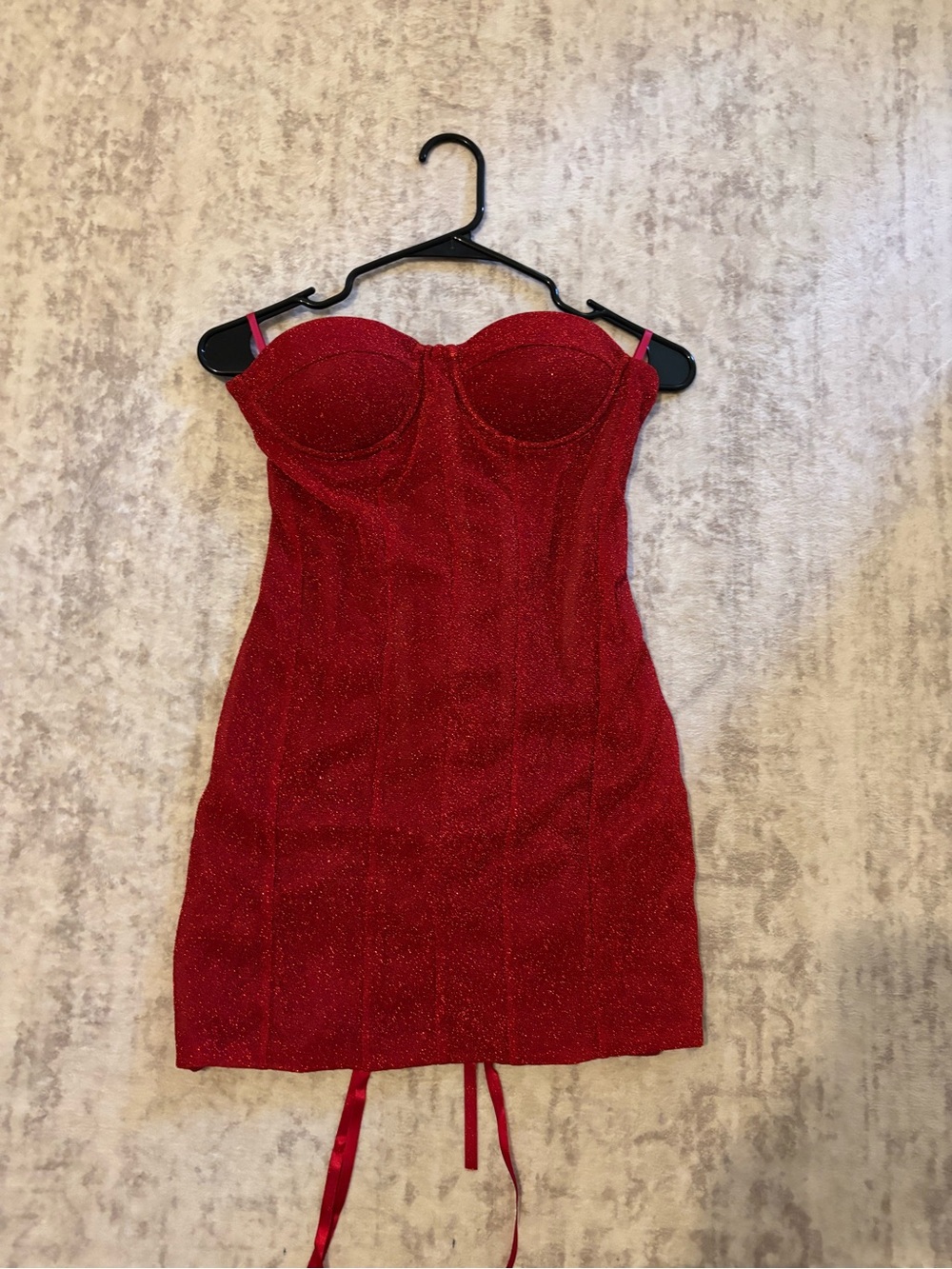 Red Strapless Lace-Up Corset Party Dress